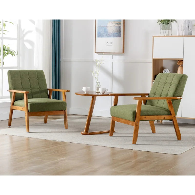 Set van 2 accentstoelen met bijzettafel, fauteuils voor woonkamer, slaapkamer of kantoor - 30.71H*25.39W *27.95D