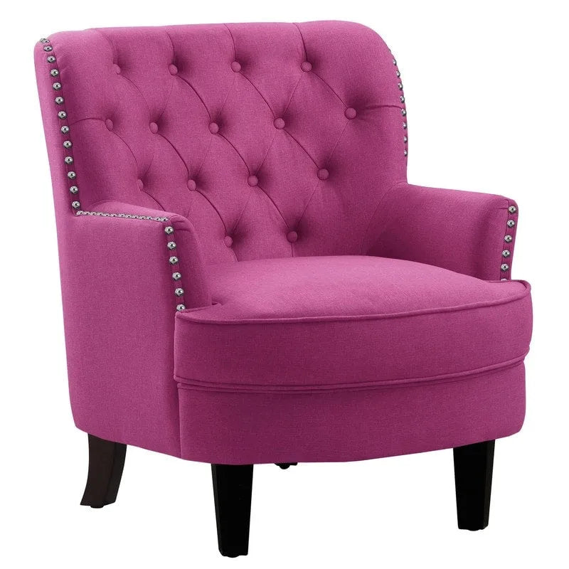 Poltrona decorativa Moser Bay Mignon in velluto/lino, larga 30, con schienale alto e bottoni