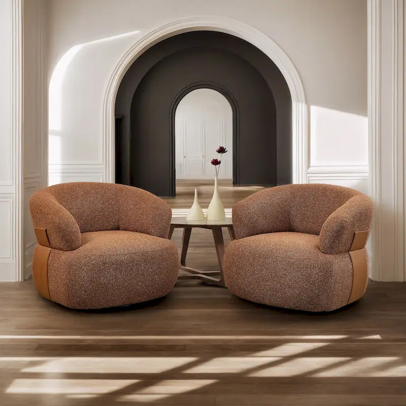 Kieon 33W 360 Swivel Modern Barrel Chair Accent Chair Set of 2