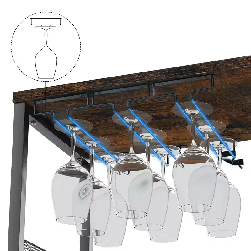 Grijze industriële wijnkast met 3 niveaus (12+ flessen) 36H x 24W x 15D, afneembaar rek, 9 glashouders en verstelbare planken voor thuis of de bar