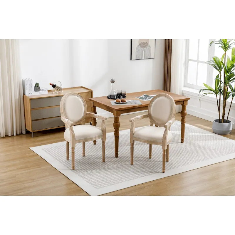 Set di 2 poltroncine da pranzo imbottite in tessuto