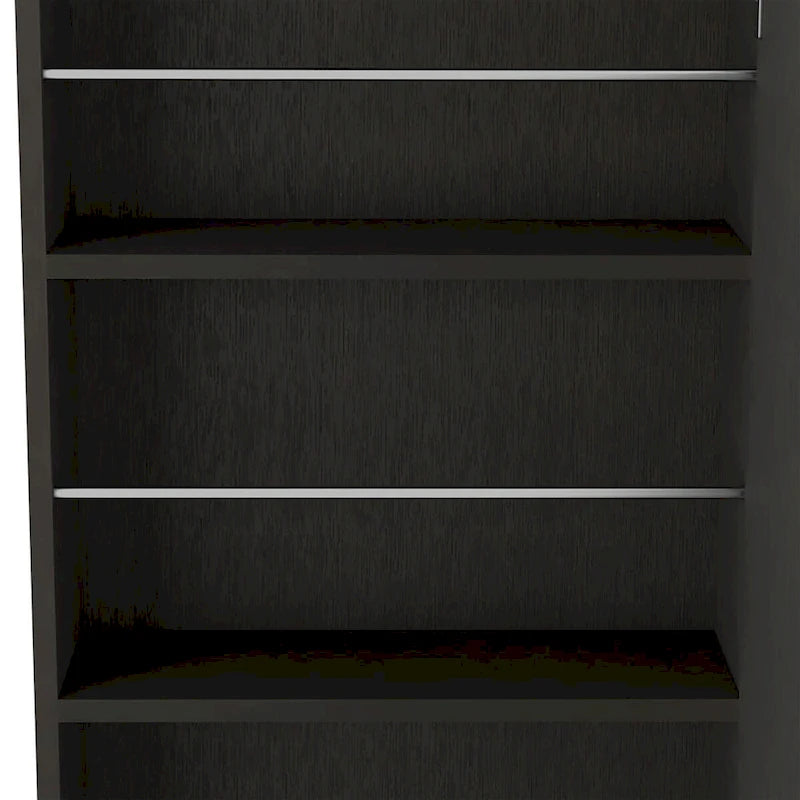 Scarpiera da parete con specchio Chimg, anta singola, finitura wengé nero