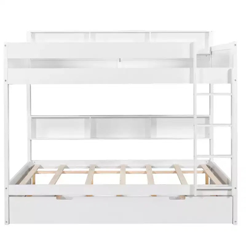 Luxystar modern stapelbed met twee tweepersoonsbedden, planken en onderschuifbed