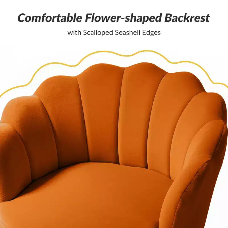 Comfy Barrel Chair with Golden Metal Legs, Living Room Accent Chair