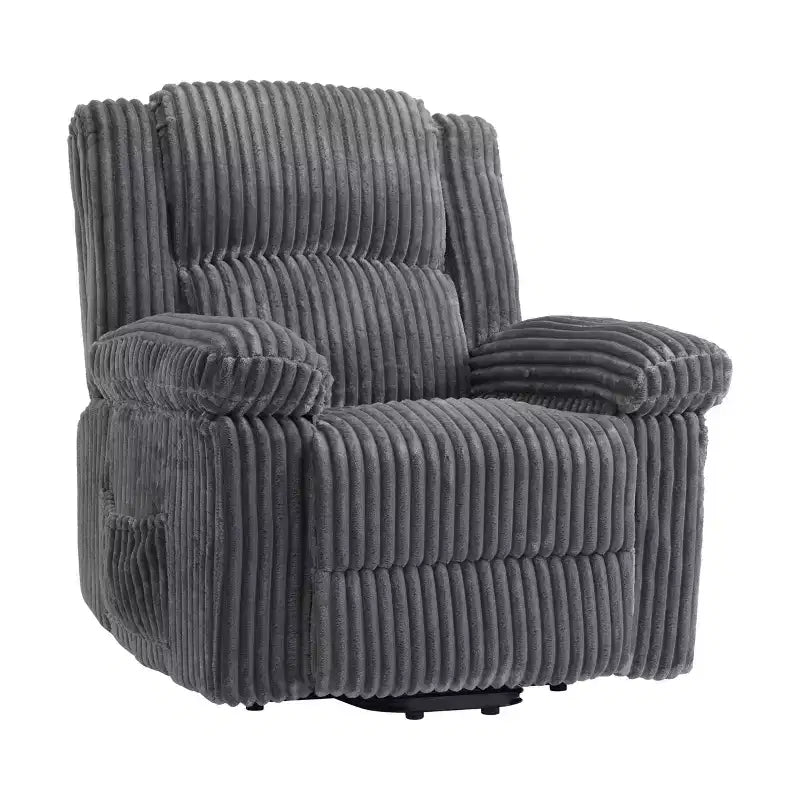 Relaxsessel aus Cord, manuell verstellbares Sofa mit Griff, Armlehnen mit Polsterauflage, dicke Polsterung, Seitentasche, Wohnzimmer, Schlafzimmer, Heimkino, Dunkelgrau