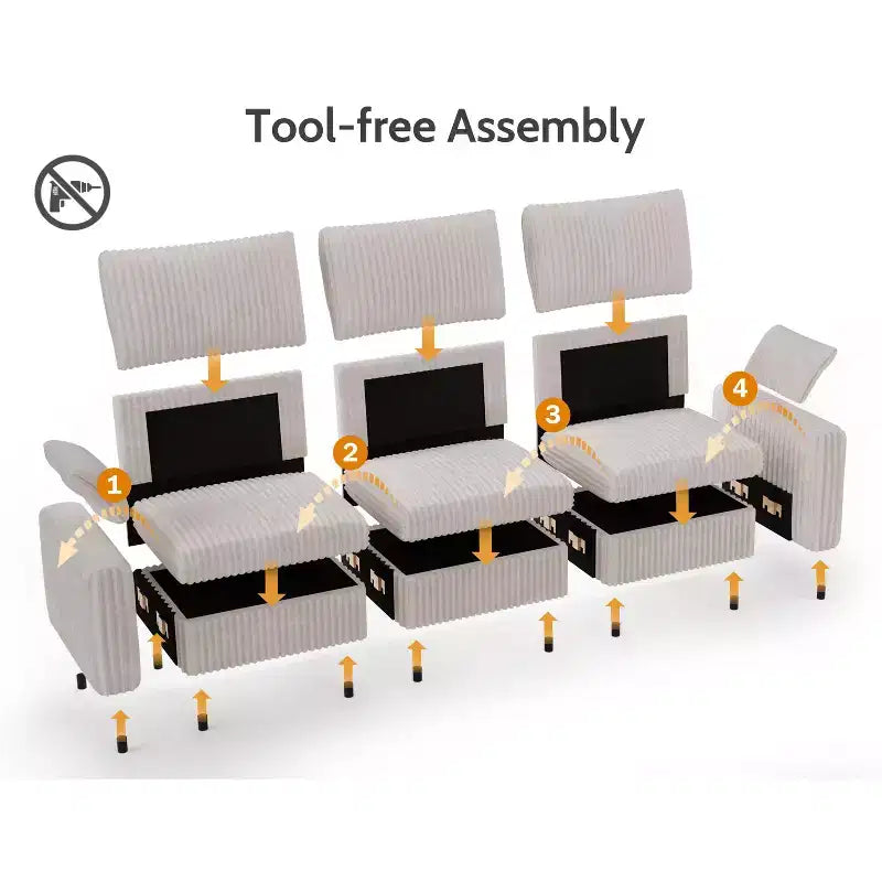 Modulares Cordsofa von Dyonery mit waschbaren Bezügen