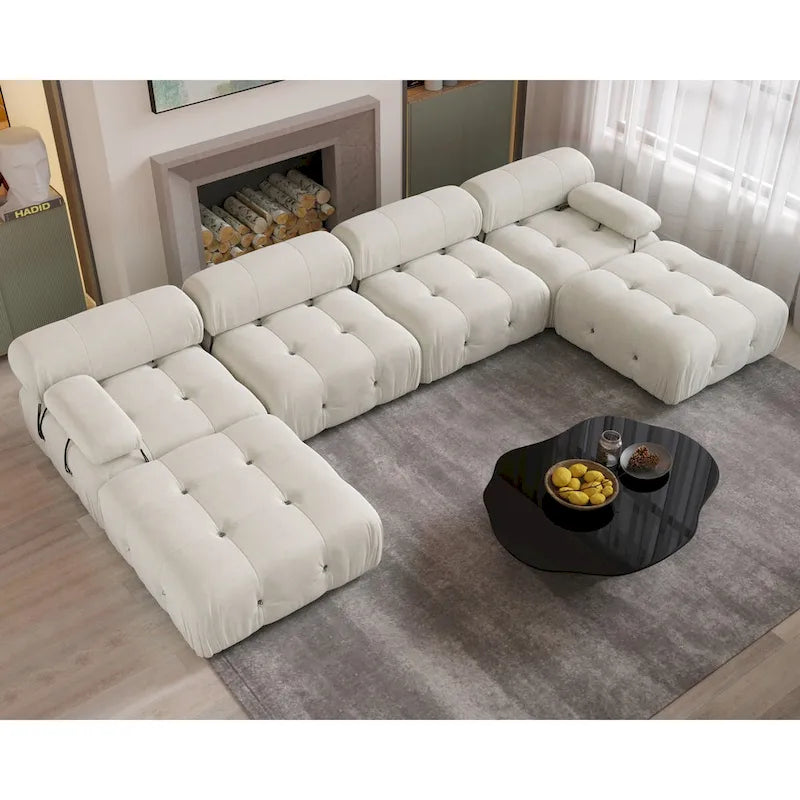 Canapé modulaire convertible de 138, canapé minimaliste en velours en U