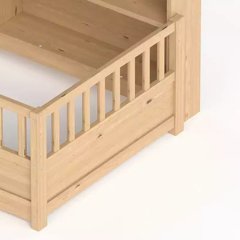 GDFStudio Cissie modern vloerbed van grenenhout met veiligheidsrand en opbergruimte aan de zijkant