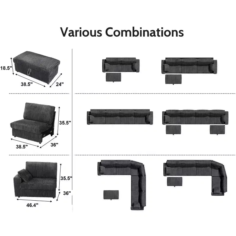 Modulares Cordsofa von Dyonery mit waschbaren Bezügen