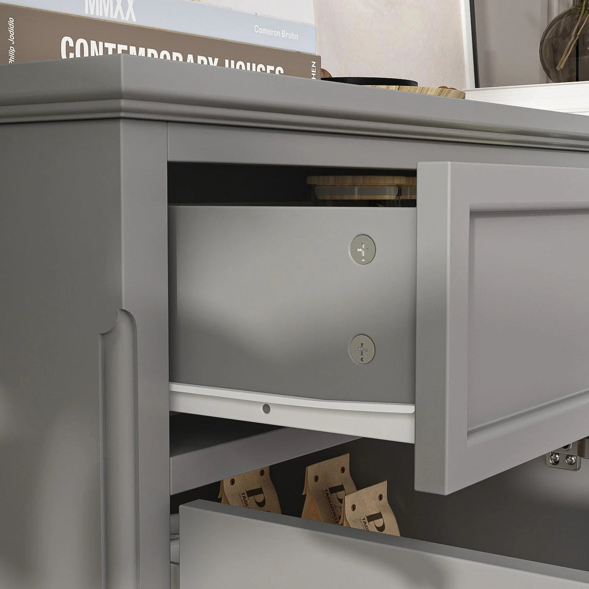 Buffet blanc à portes et tiroirs de 59.1, style moderne du milieu du siècle, laqué contemporain