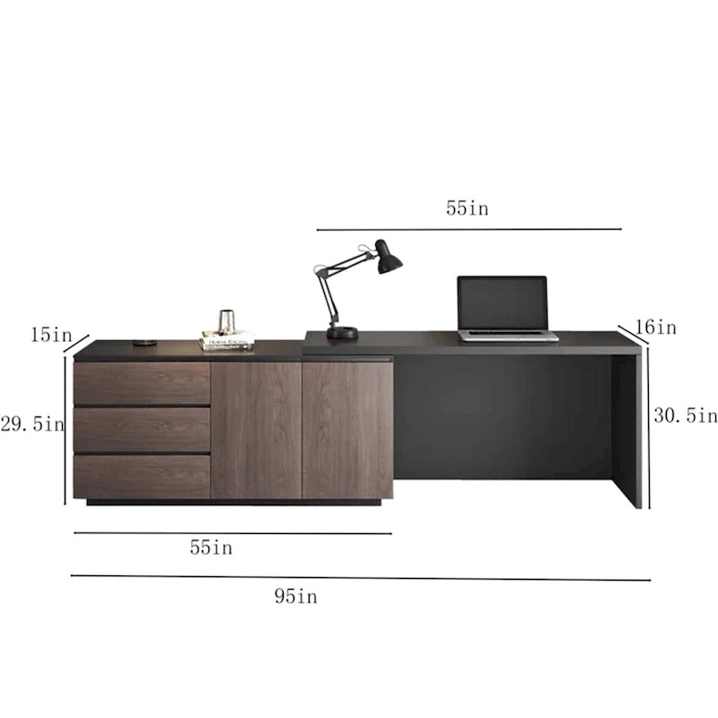 Bureau extensible avec tiroir et commode de rangement pour bureau à domicile