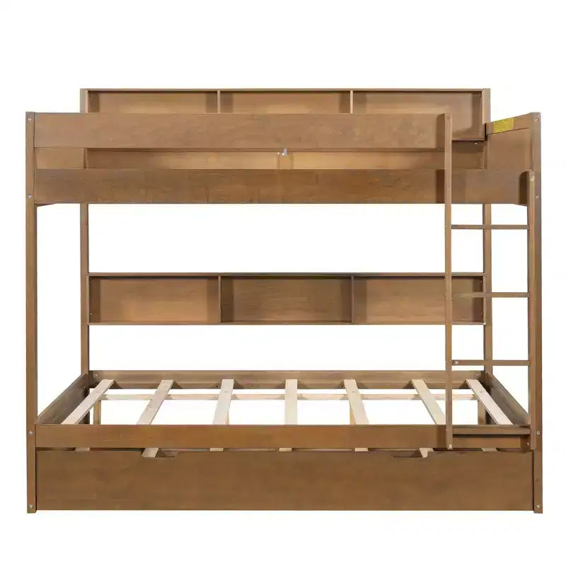 Luxystar modern stapelbed met twee tweepersoonsbedden, planken en onderschuifbed
