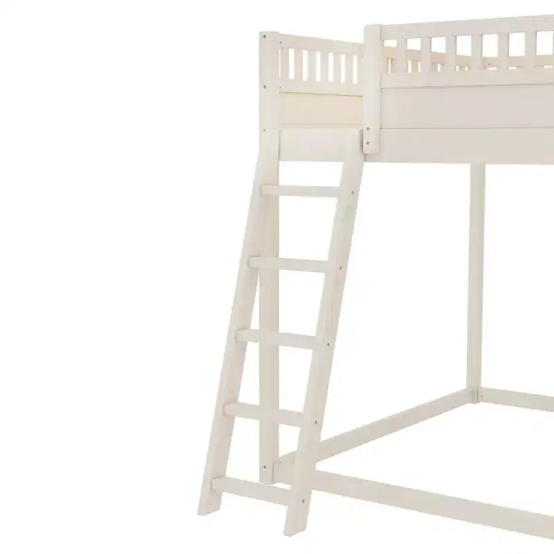 Lit mezzanine Bellemave avec tête de lit rembourrée et étagères de rangement, cadre en bois massif avec échelle et toboggan pour enfants
