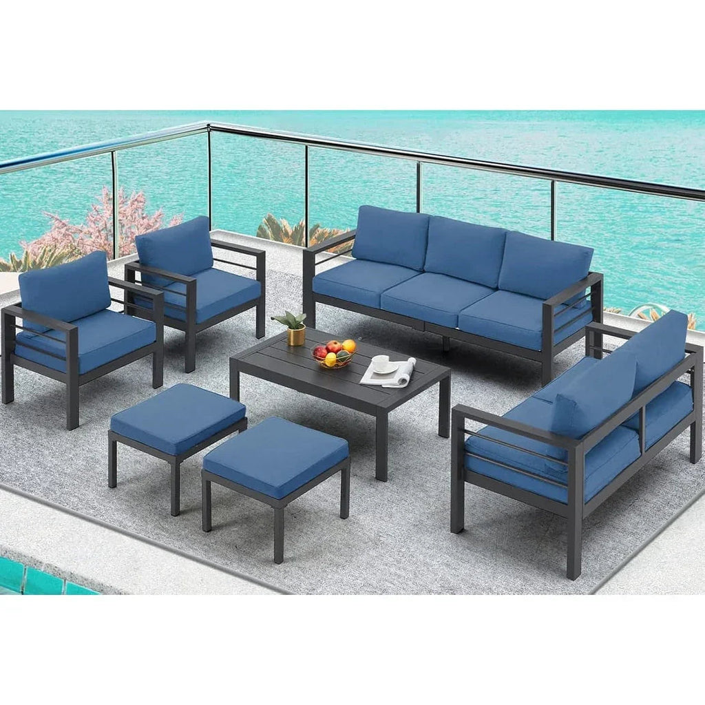 Ensemble de mobilier de jardin en aluminium AECOJOY de 7 pièces, salon de jardin