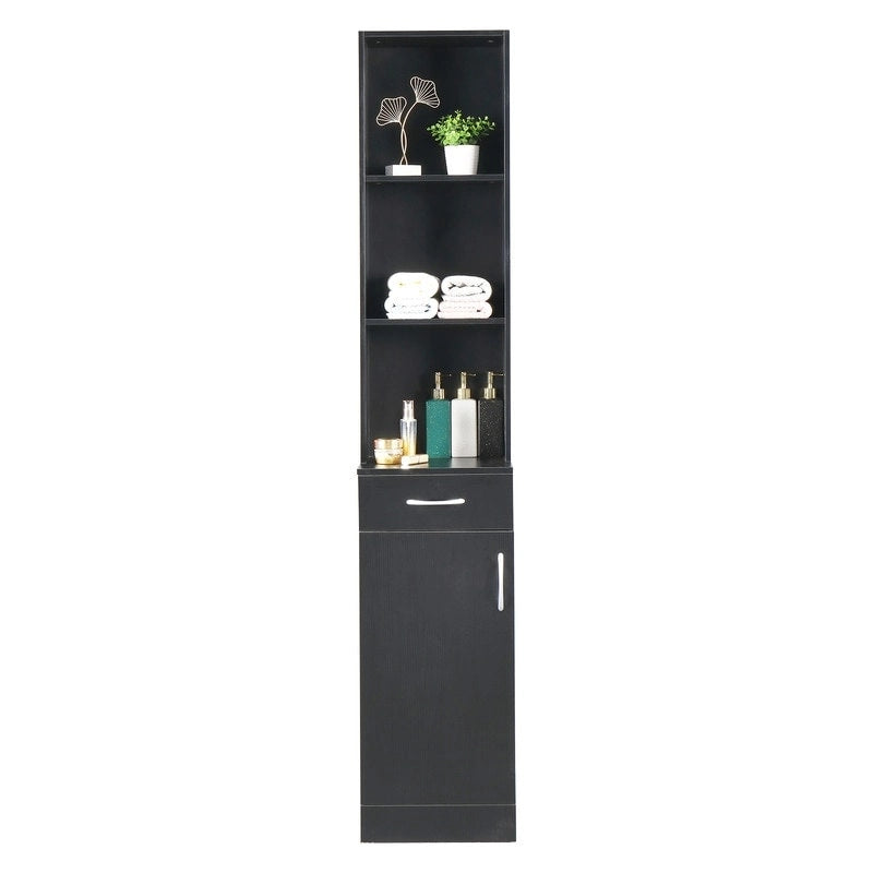 Hochschrank, Badezimmerschrank zur Wandmontage, schwarz
