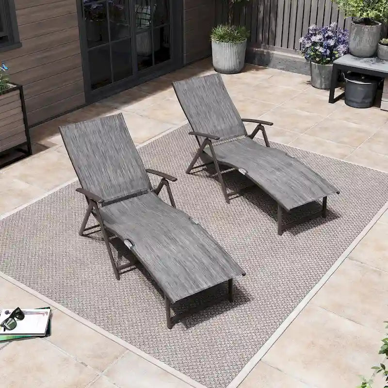 Pellebant 2er-Set verstellbare Gartenliegen aus Aluminium - N/A