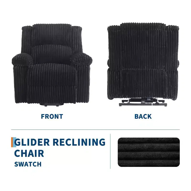 Fauteuil inclinable en velours côtelé, canapé inclinable manuel avec poignée, accoudoirs à plateau rembourré, rembourrage épais, poche latérale, salon, chambre, salle de cinéma maison, gris foncé