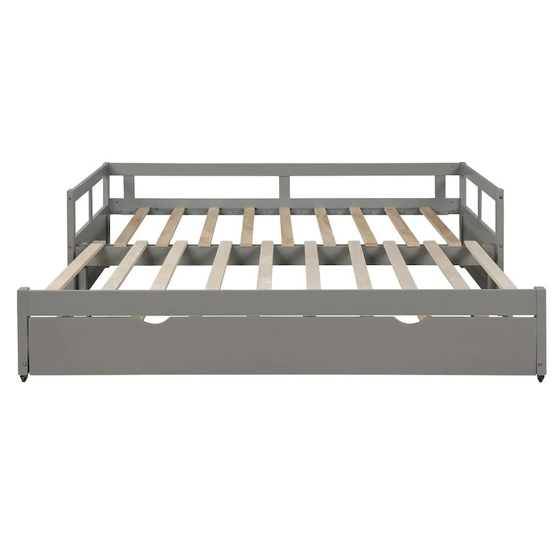 Ausziehbares Tagesbett mit Ausziehbett, Holztagesbett mit Ausziehbett