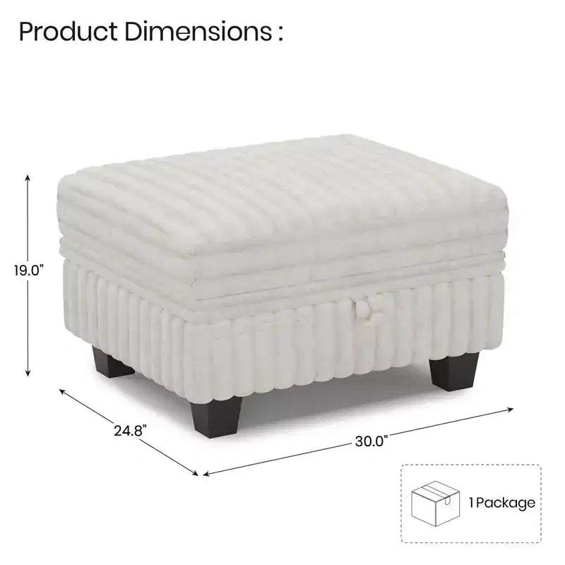 Belffin-Polsterhocker aus Cord mit Stauraum für modulares Ecksofa