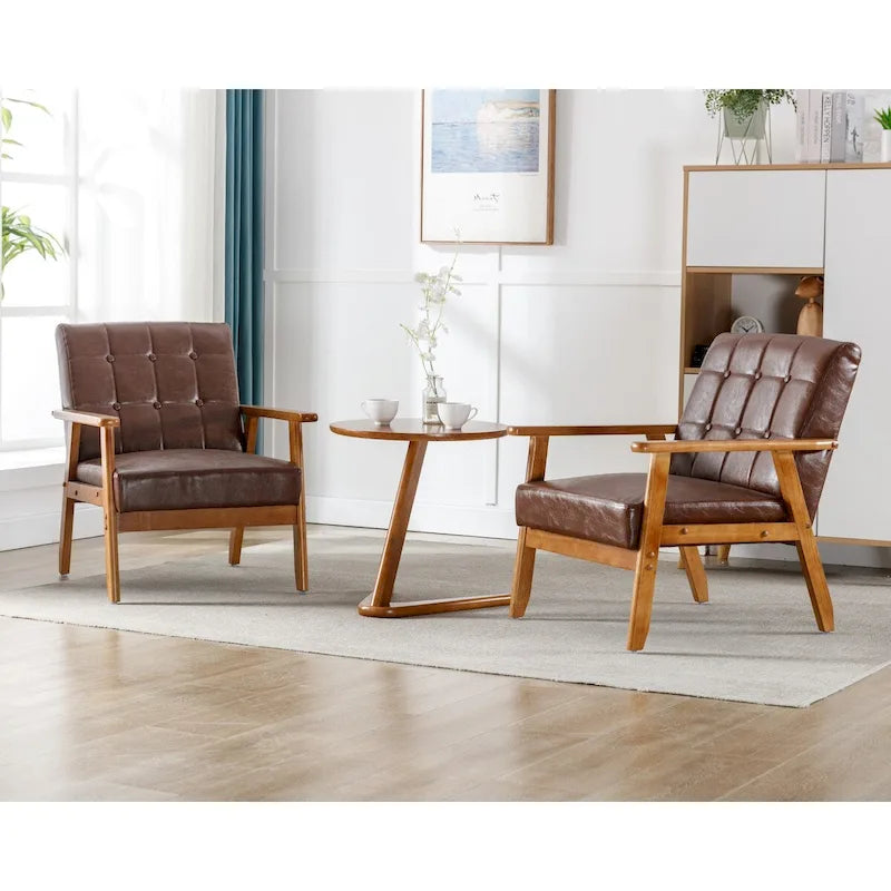 Set aus 2 Akzentstühlen mit Beistelltisch und Armlehnen für Wohnzimmer, Schlafzimmer oder Büro - 30.71H*25.39W *27.95D