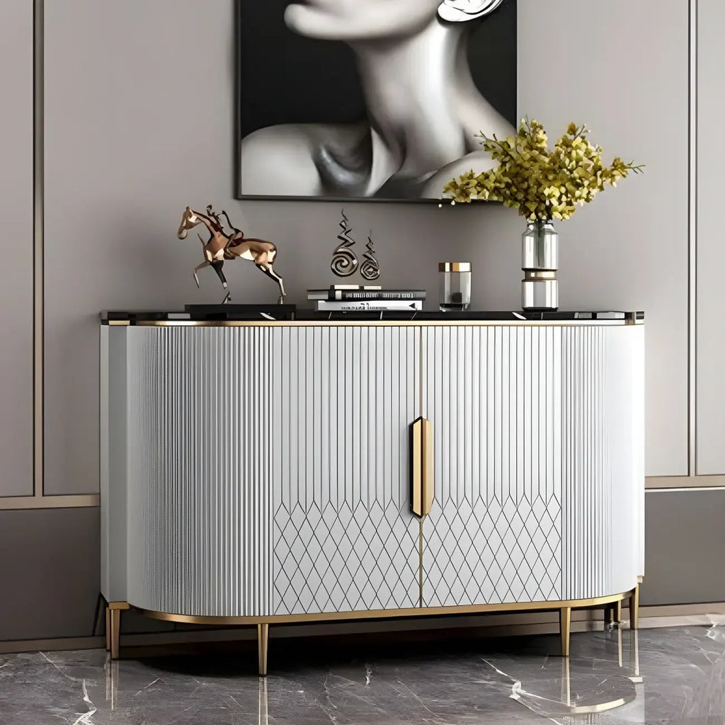 Glamour-dressoir met marmerlook en opbergruimte, grijs