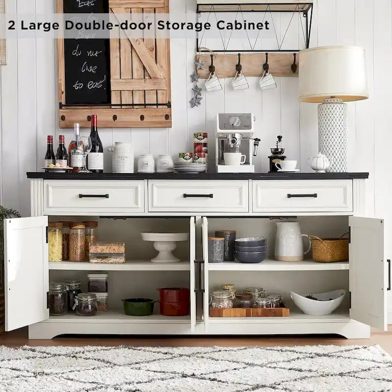 Credenza a buffet in stile rustico, mobile per angolo caffè o bar per vini per sala da pranzo - N/A