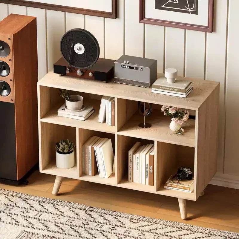COZONY Schallplattenspielerständer mit Vinylaufbewahrung, 39.5 dekoratives Bücherregal mit Plattenspielerständer, Platz für bis zu 350 Schallplatten, Wohnzimmer