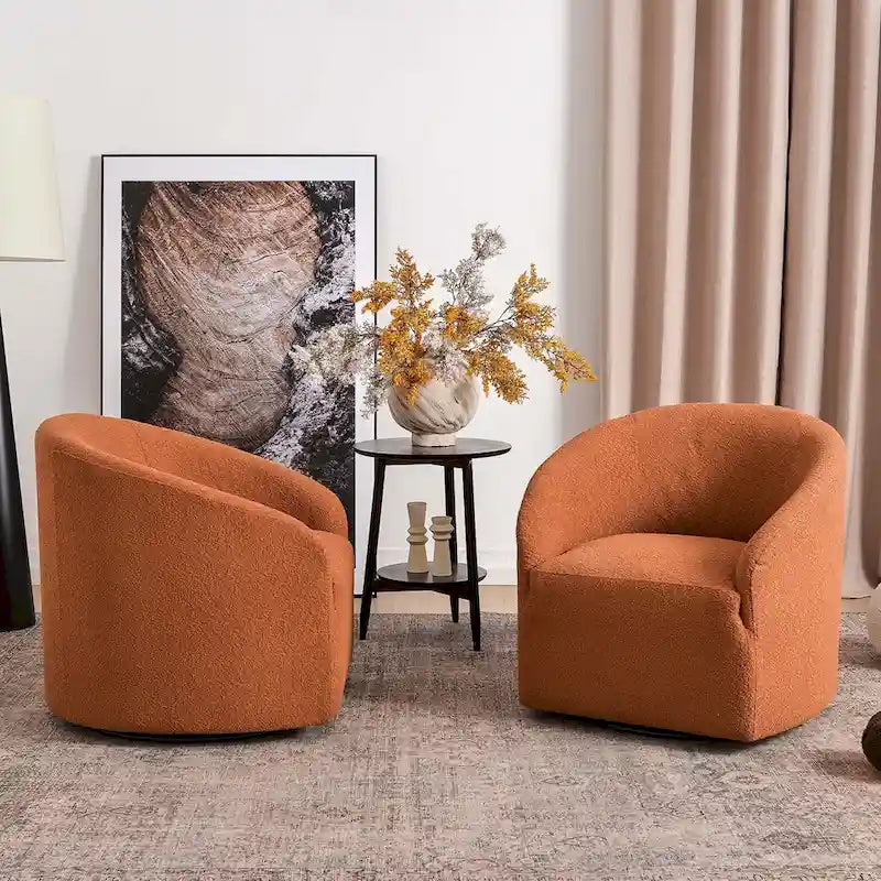 Fauteuil pivotant tonneau KINWELL 32 W rembourré en bouclé (lot de 2)