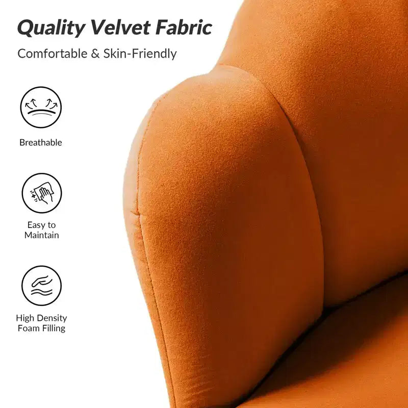 Comfy Barrel Chair with Golden Metal Legs, Living Room Accent Chair