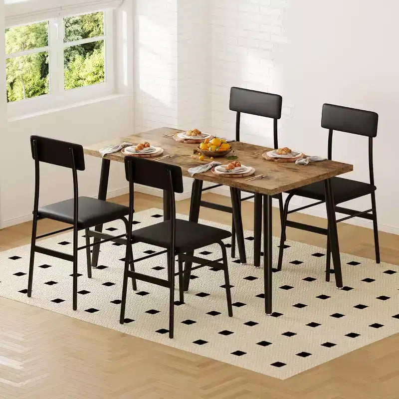Kleiner Esszimmertisch für 2 Personen, 3-teiliges Küchentisch-Set mit 2 gepolsterten Stühlen, Frühstückstisch für kleine Räume, Esszimmer, Wohnung und Restaurant