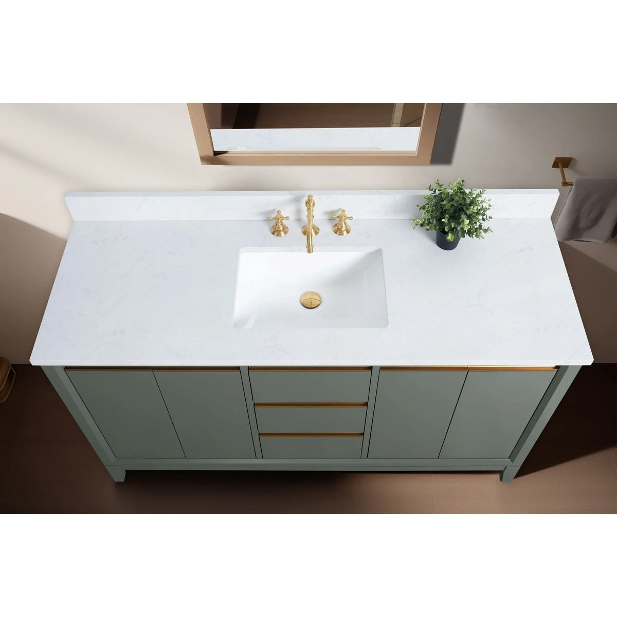 Vanity Art Bathroom Vanity with Ceramic Sink and Engineered Marble Top
