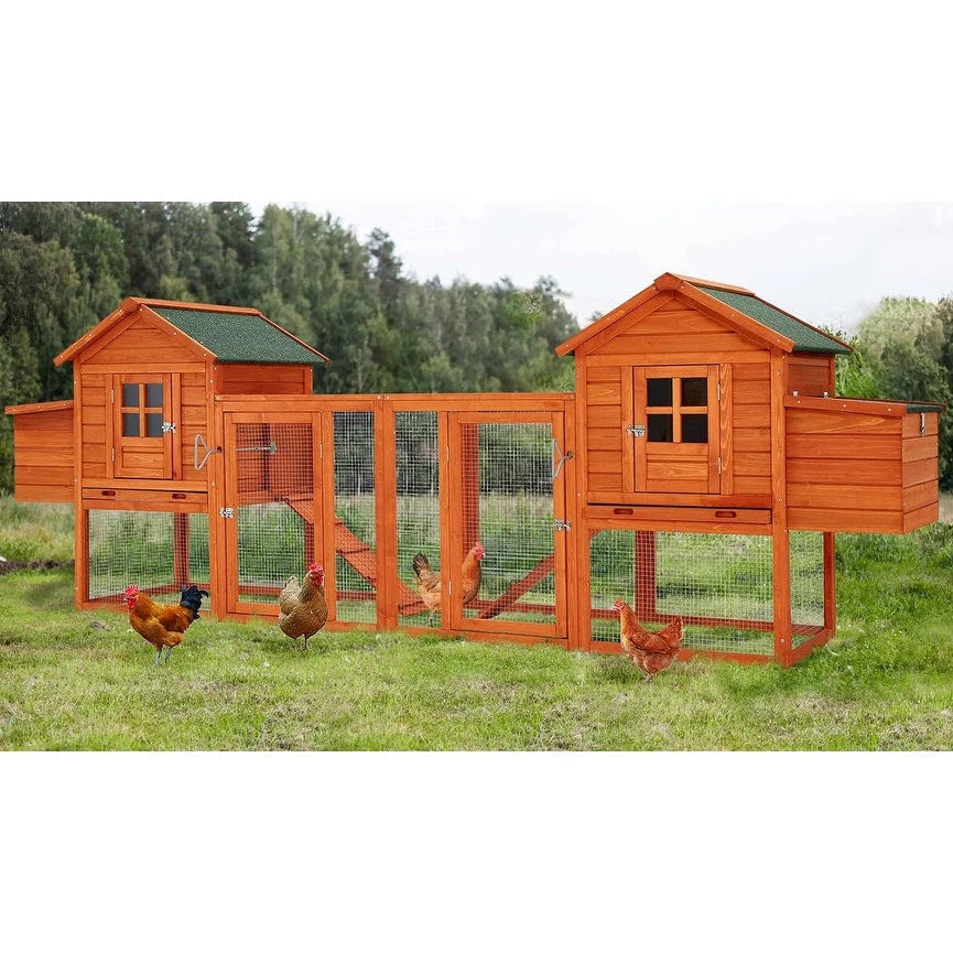 AECOJOY großer Hühnerstall 144 mit Auslauf, hölzerner Geflügelkäfig mit Stall