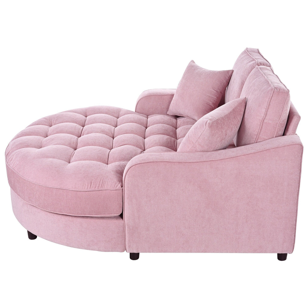 Chaiselongue-Schlafsofa aus Chenille, gepolstertes Sofa mit gesteppter Rückenlehne und 2 abnehmbaren Kissen für das Wohnzimmer