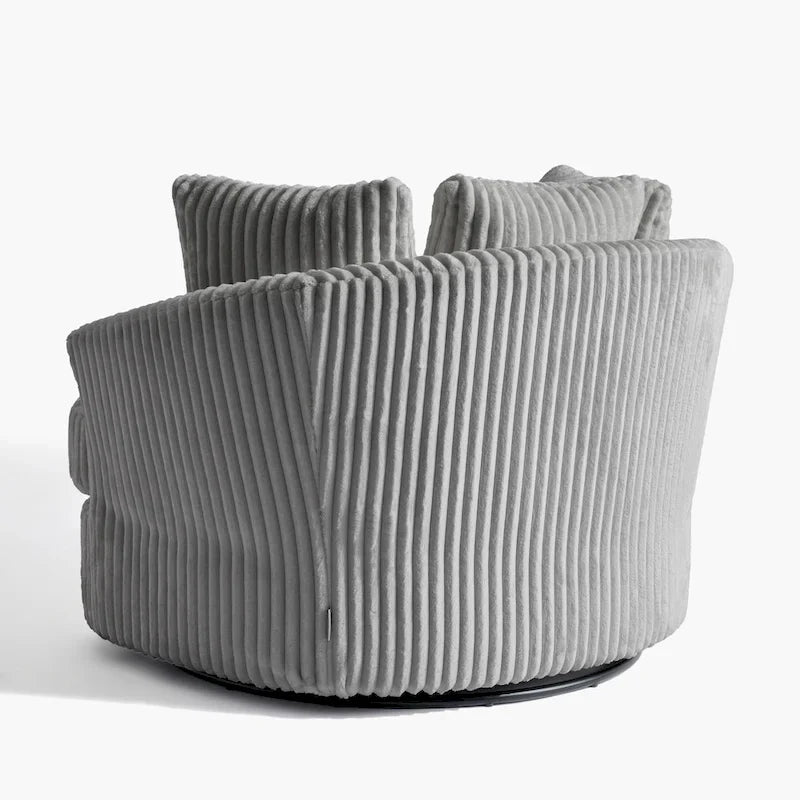 Set da 2 poltrone girevoli a botte oversize da 43 W in morbido velluto a coste con cuscini