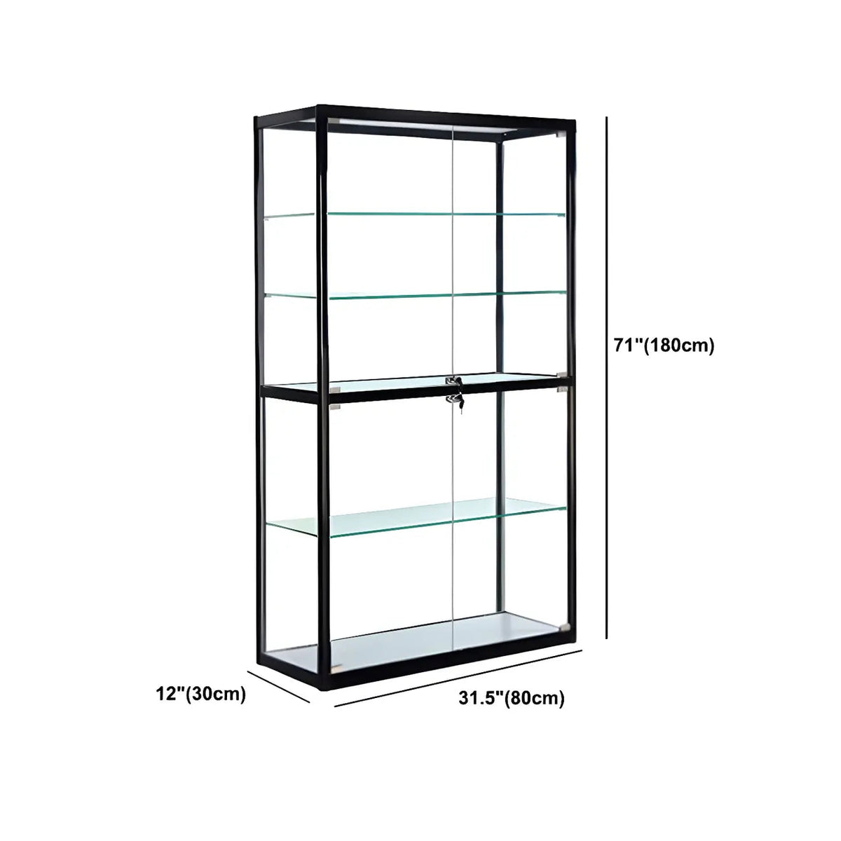 Moderner rechteckiger Vitrinenschrank aus schwarzem Glas