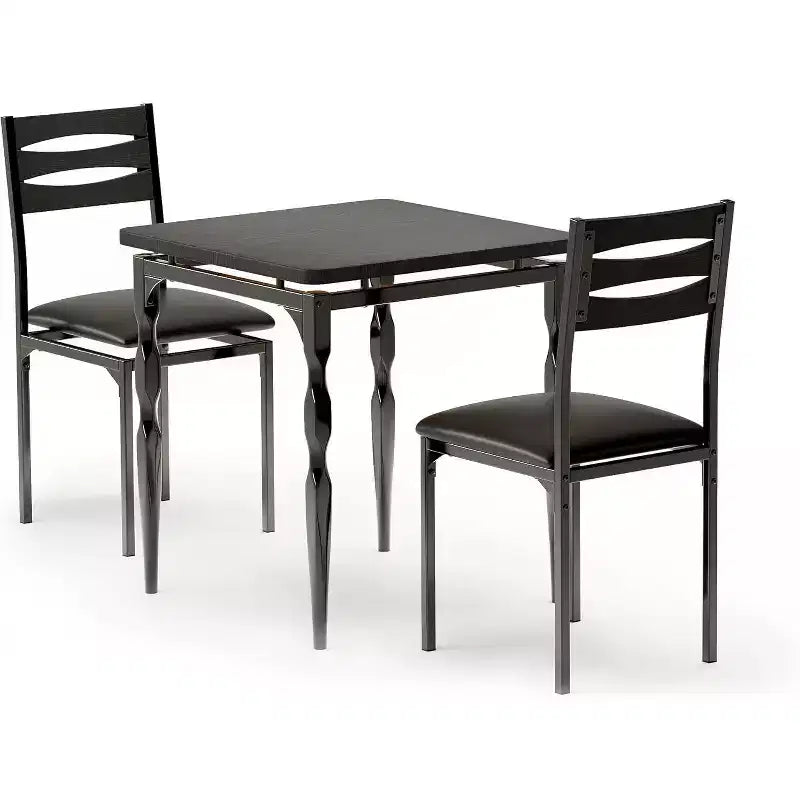 Eetset van 3 delen voor kleine ruimtes, tafel en 2 stoelen met spiraalpoten, compacte keukentafelset voor appartementen