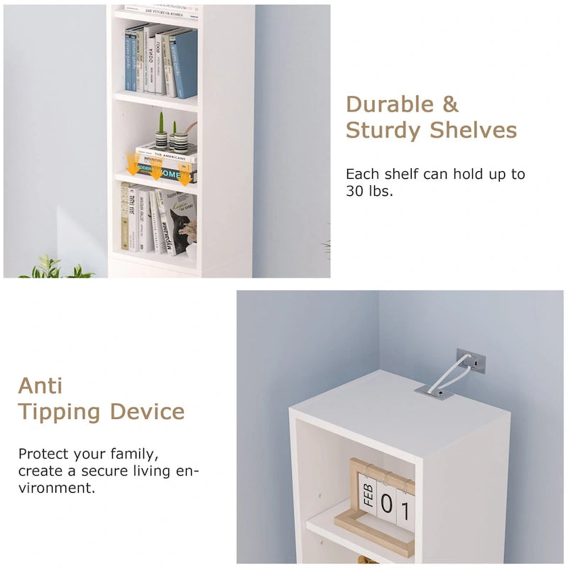 Armoire à linge étroite VECELO de 70.9 pouces de haut pour salle de bains, meuble de rangement autoportant en bois massif à 8 niveaux
