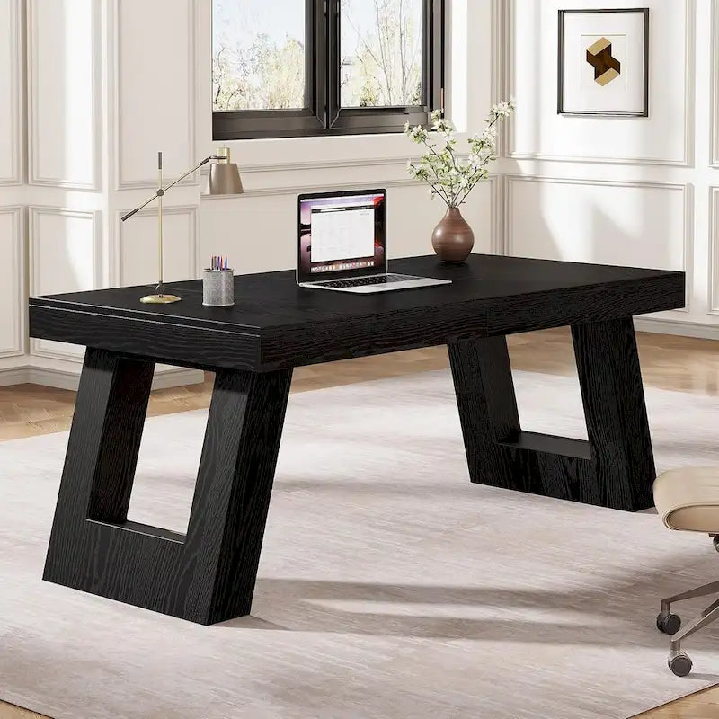 Scrivania direzionale in legno da 63 pollici, ampia scrivania per computer per ufficio domestico