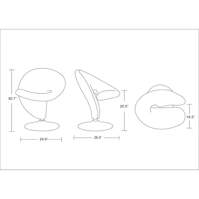 Poltrona girevole decorativa Curl Manhattan Comfort in misto lana e cromo (set da 2)