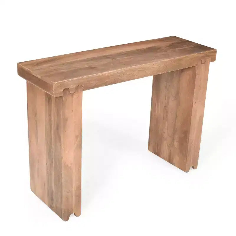 Consolle e tavolino da ingresso Whisen in legno di mango, stile rustico minimalista, con piano spesso