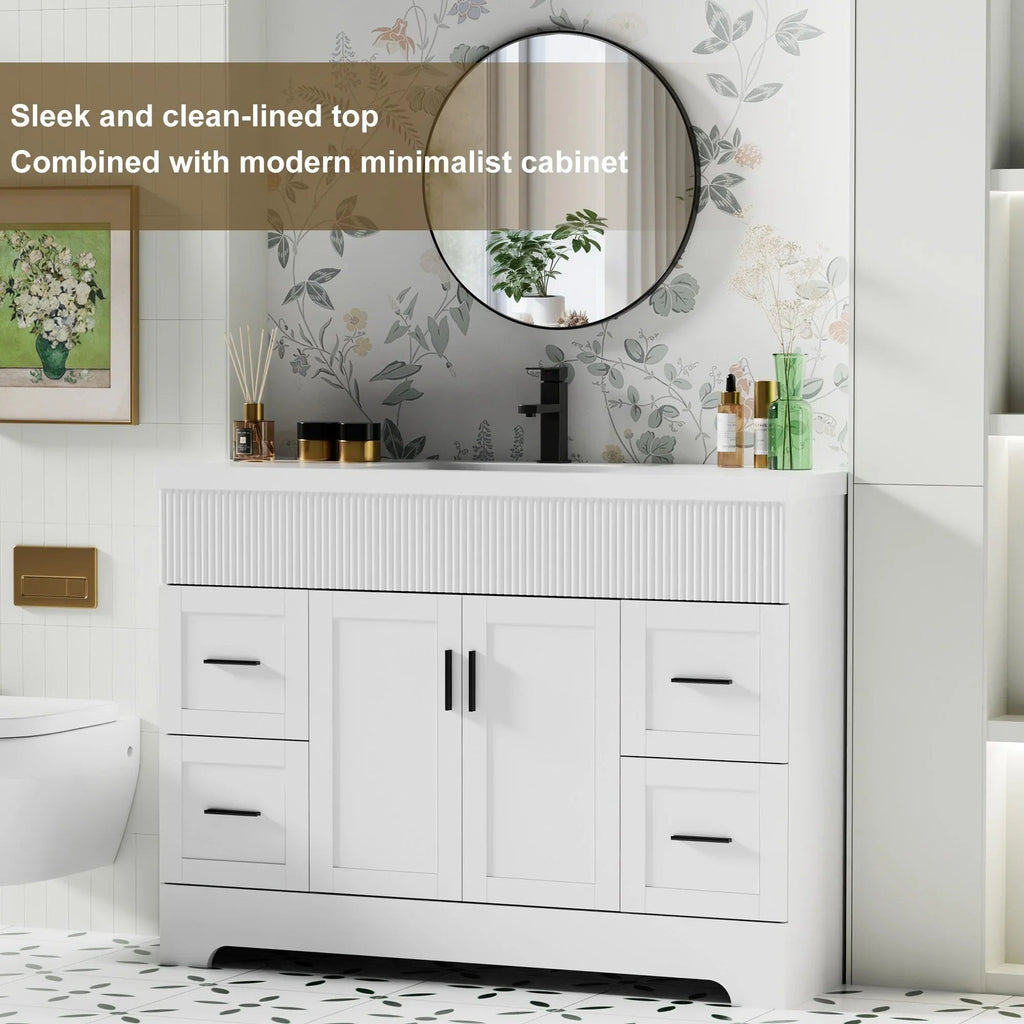 Ensemble meuble-lavabo de salle de bain Wavy Line 30/36/48 avec lavabo et robinet
