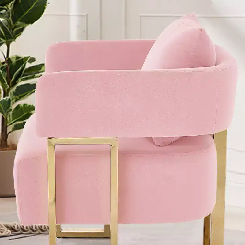 Set van 2 moderne gestoffeerde fauteuils met gouden metalen poten voor woonkamer, slaapkamer of kantoor