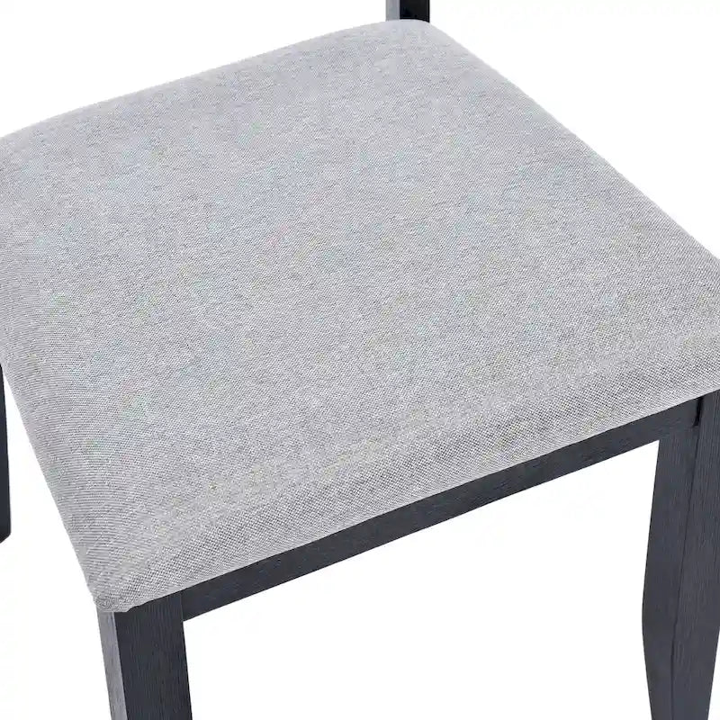 5-teiliges Esszimmer-Set aus Massivholz, 47L (1 Tisch + 4 Stühle mit Sprossenlehne)