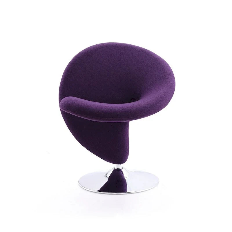 Poltrona girevole decorativa Curl Manhattan Comfort in misto lana e cromo (set da 2)