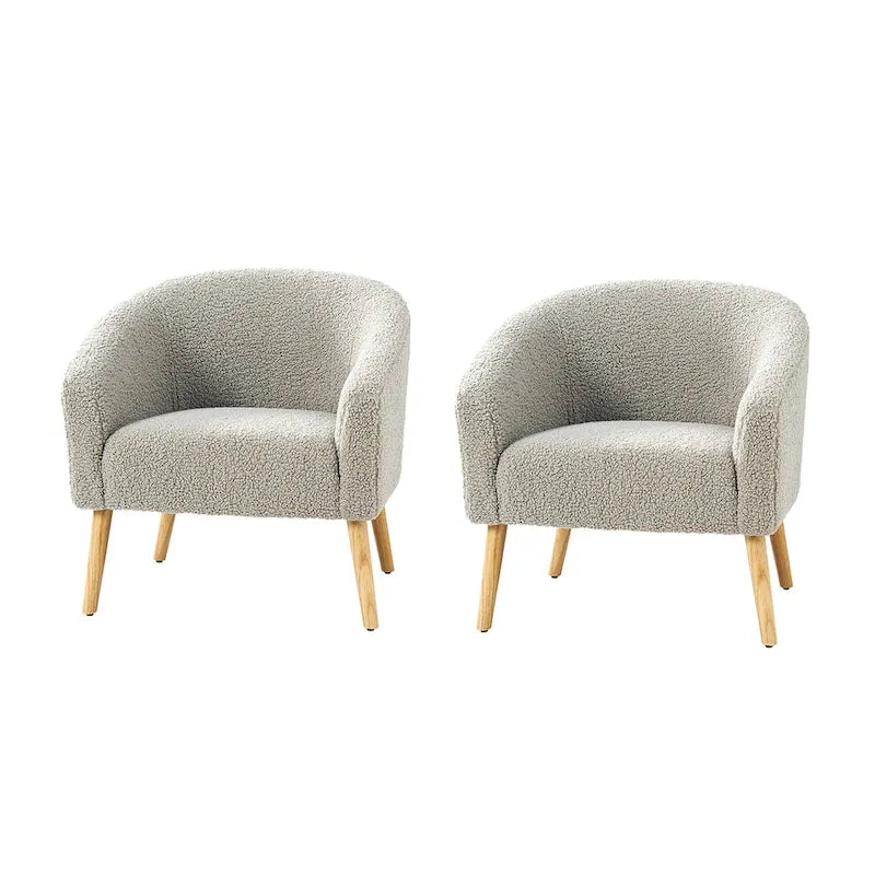Sheila Moderner 30 W Bouclé-Sessel mit Beinen aus Massivholz, 2er-Set von HULALA HOME
