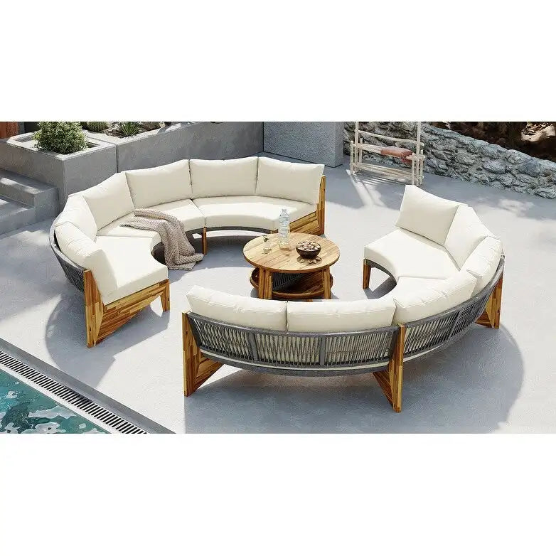 Gartensitzgruppe für 6 Personen mit Polstern und 1Couchtisch