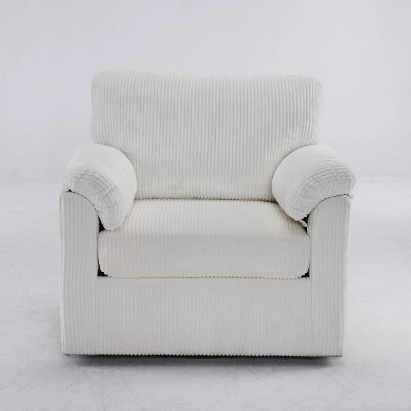 Fauteuil pivotant une place en velours côtelé de 33 pouces