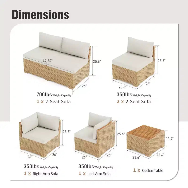 Set da giardino componibile da esterno in rattan intrecciato Captiva Designs