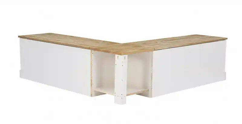 Banc d’angle de salle à manger sans dossier - naturel et blanc