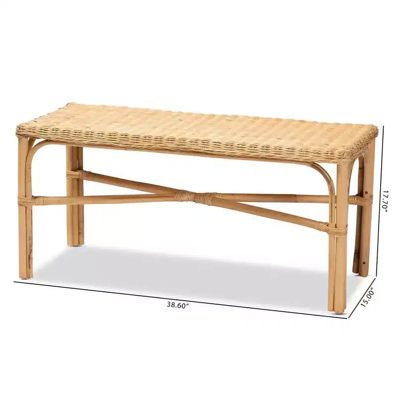 Banc d’appoint en rotin Cacaban naturel/marron - bali & pari : fabriqué à la main, mobilier d’intérieur, assise pour entrée